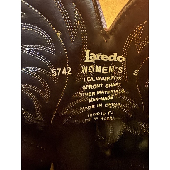 LAREDO Western Cowboy Boots Womens 8 Brown Leather Embroidered Pull On - Picture 7 of 7